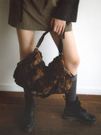 [ Pre-order ] Eco Fur Pillow Bag Brown ( 送星星鏡+長肩帶 )
