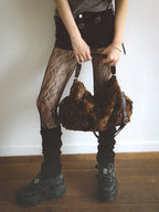 [ Pre-order ] Eco Fur Pillow Bag Brown ( 送星星鏡+長肩帶 )