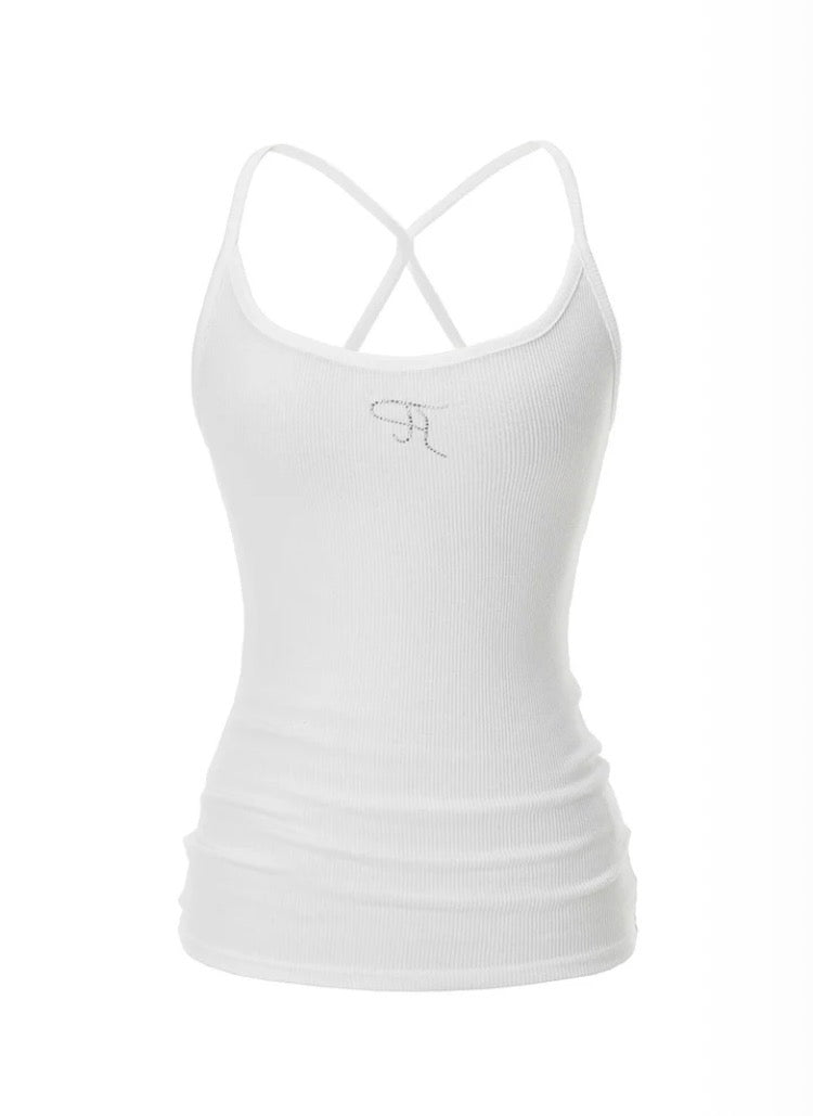 [ Pre-order ] Threetimes Jewel Cross Back Tank Top