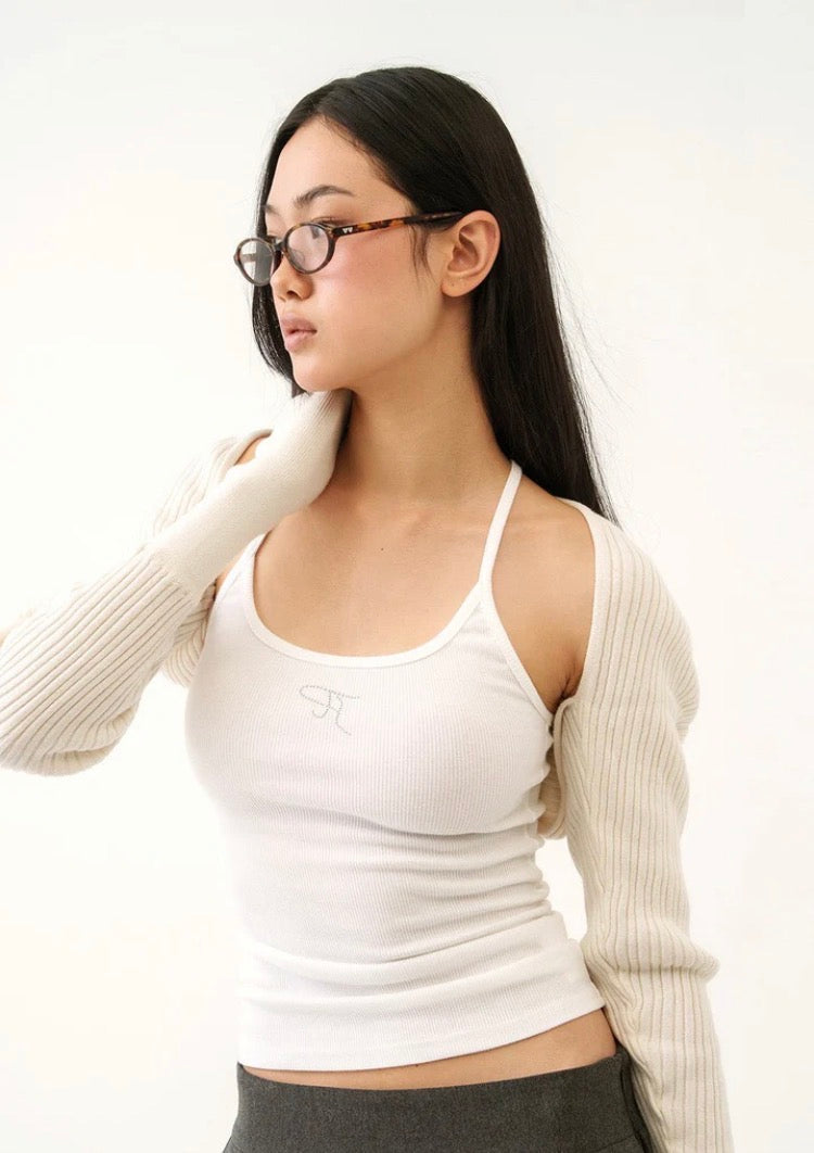 [ Pre-order ] Threetimes Jewel Cross Back Tank Top