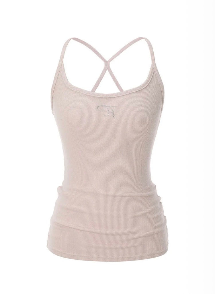 [ Pre-order ] Threetimes Jewel Cross Back Tank Top