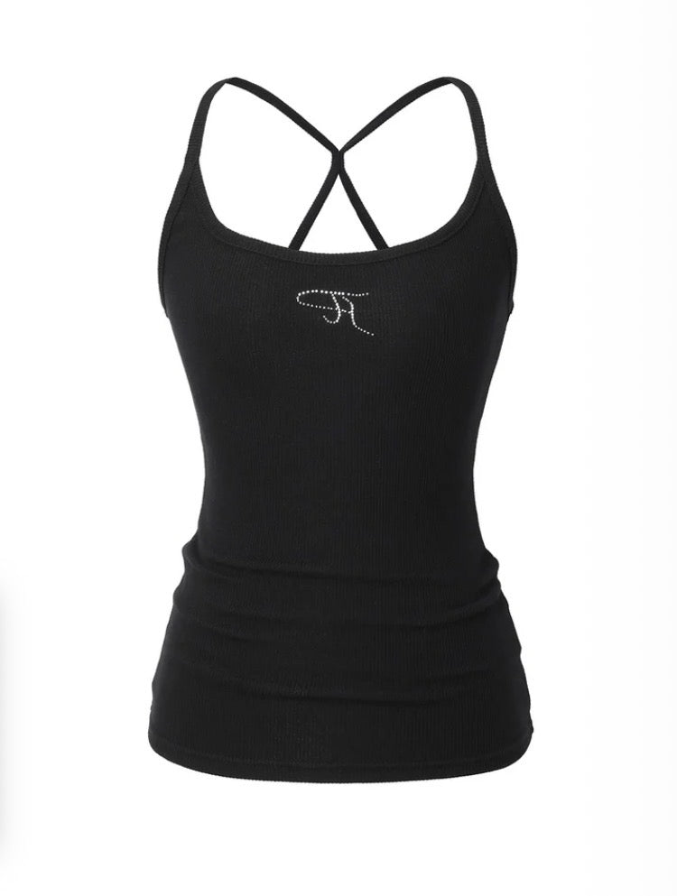 [ Pre-order ] Threetimes Jewel Cross Back Tank Top