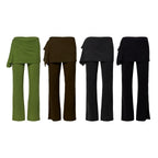 [ Pre-order ] Button Layered Skirt Pants Set
