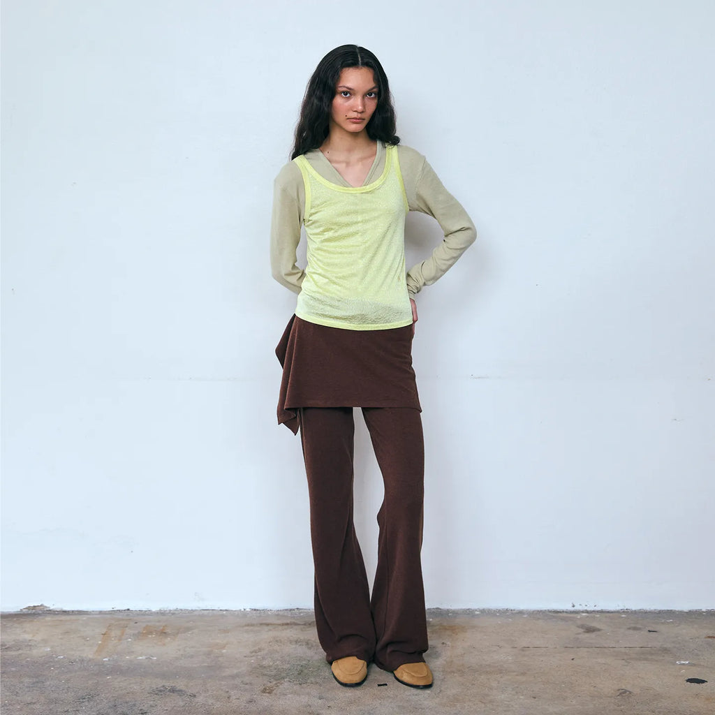 [ Pre-order ] Button Layered Skirt Pants Set