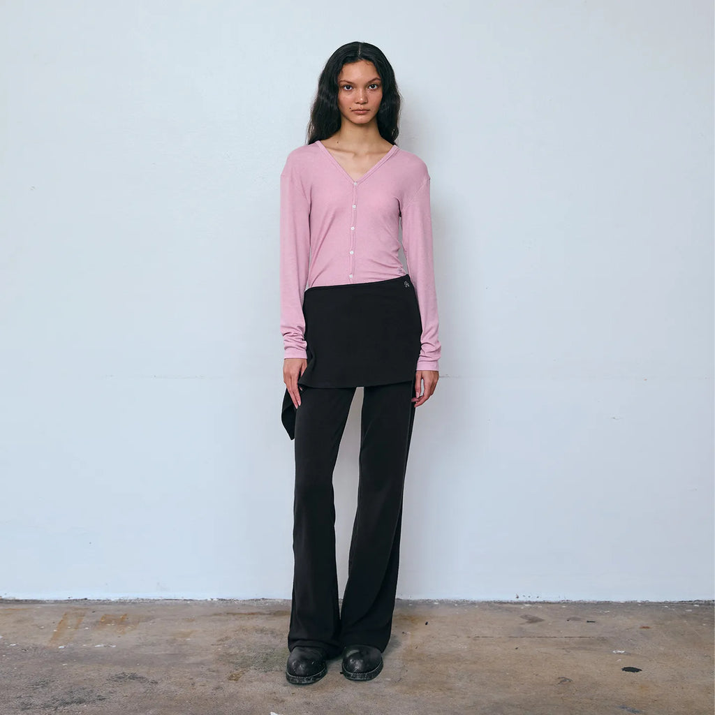 [ Pre-order ] Button Layered Skirt Pants Set