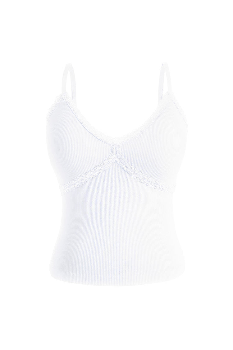[ KR0297 ] 蕾絲邊連胸墊背心 Basic lace top with pad (胸墊可拆卸)