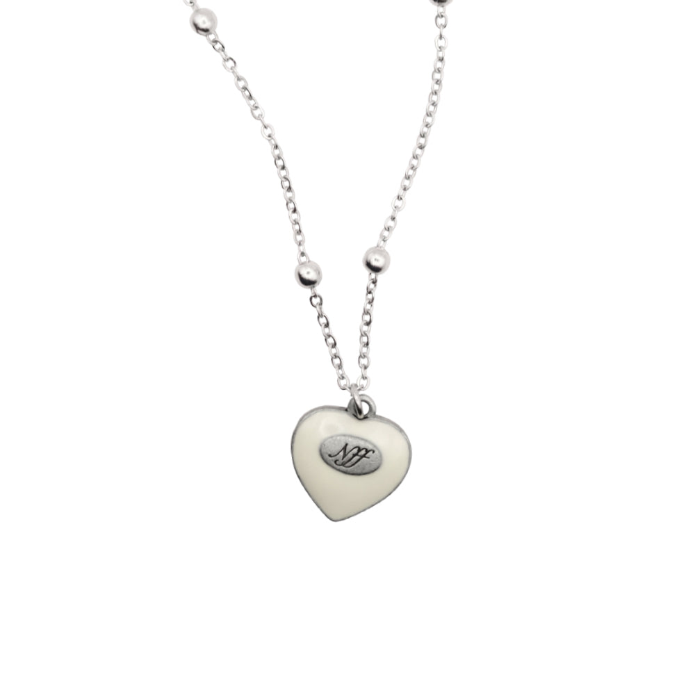 [ Pre-order ] heart polish necklace_ivory