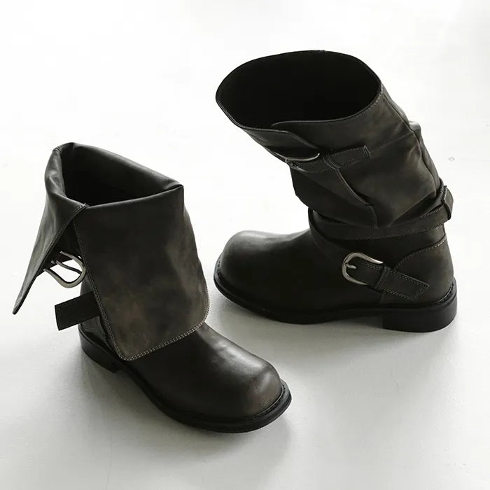 [ Pre-order ] Raven Foldable Buckle Boots