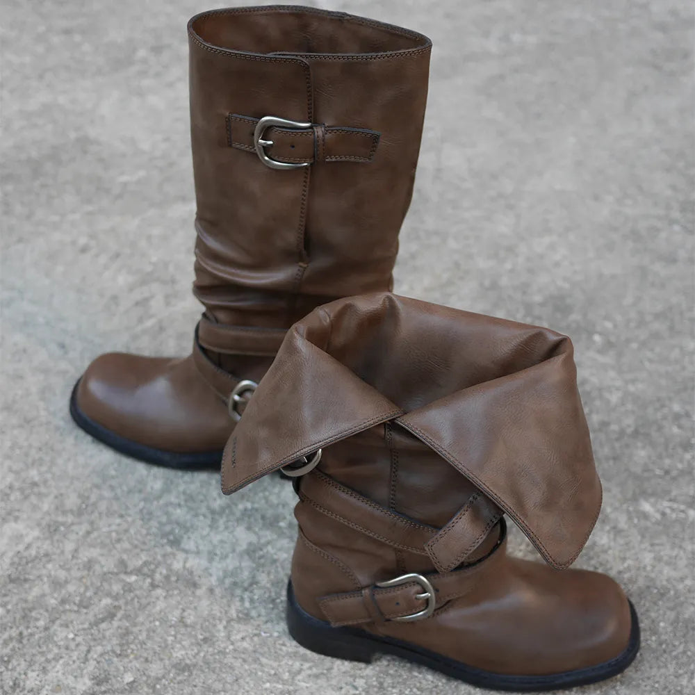 [ Pre-order ] Raven Foldable Buckle Boots