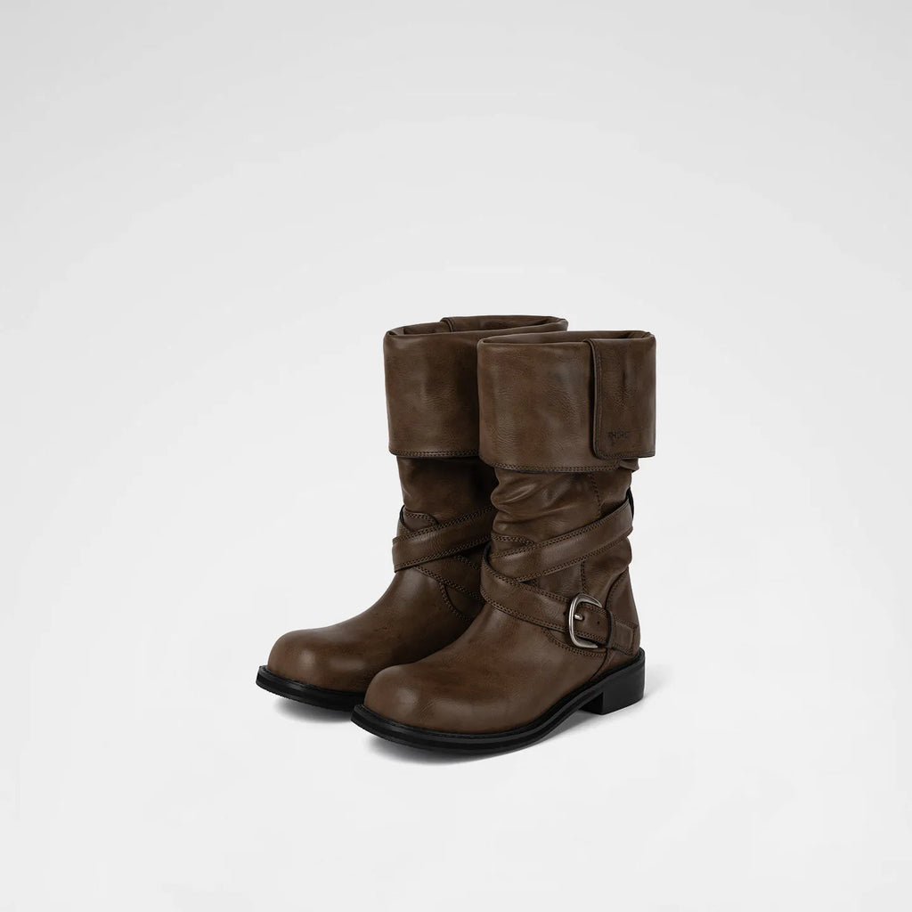 [ Pre-order ] Raven Foldable Buckle Boots