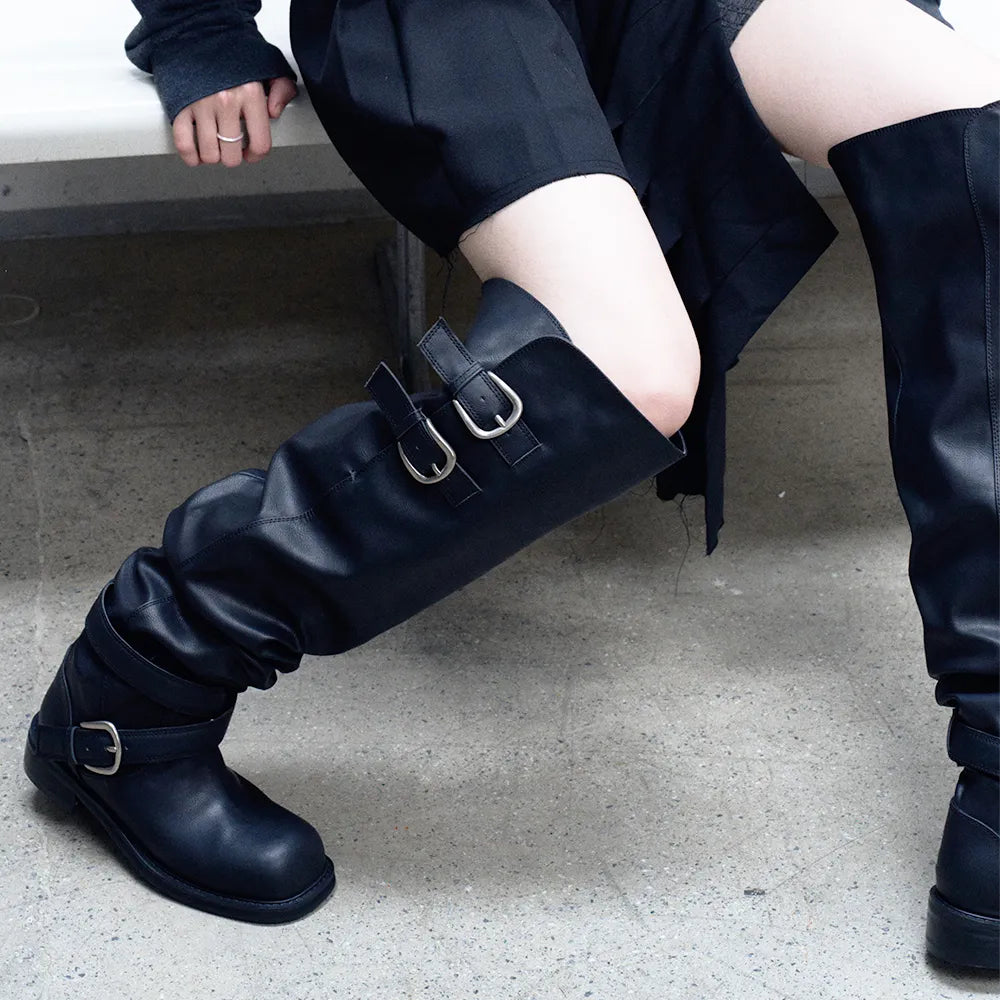 ‎[ Pre-order ‎] Raven Foldable Thigh-high Boots
