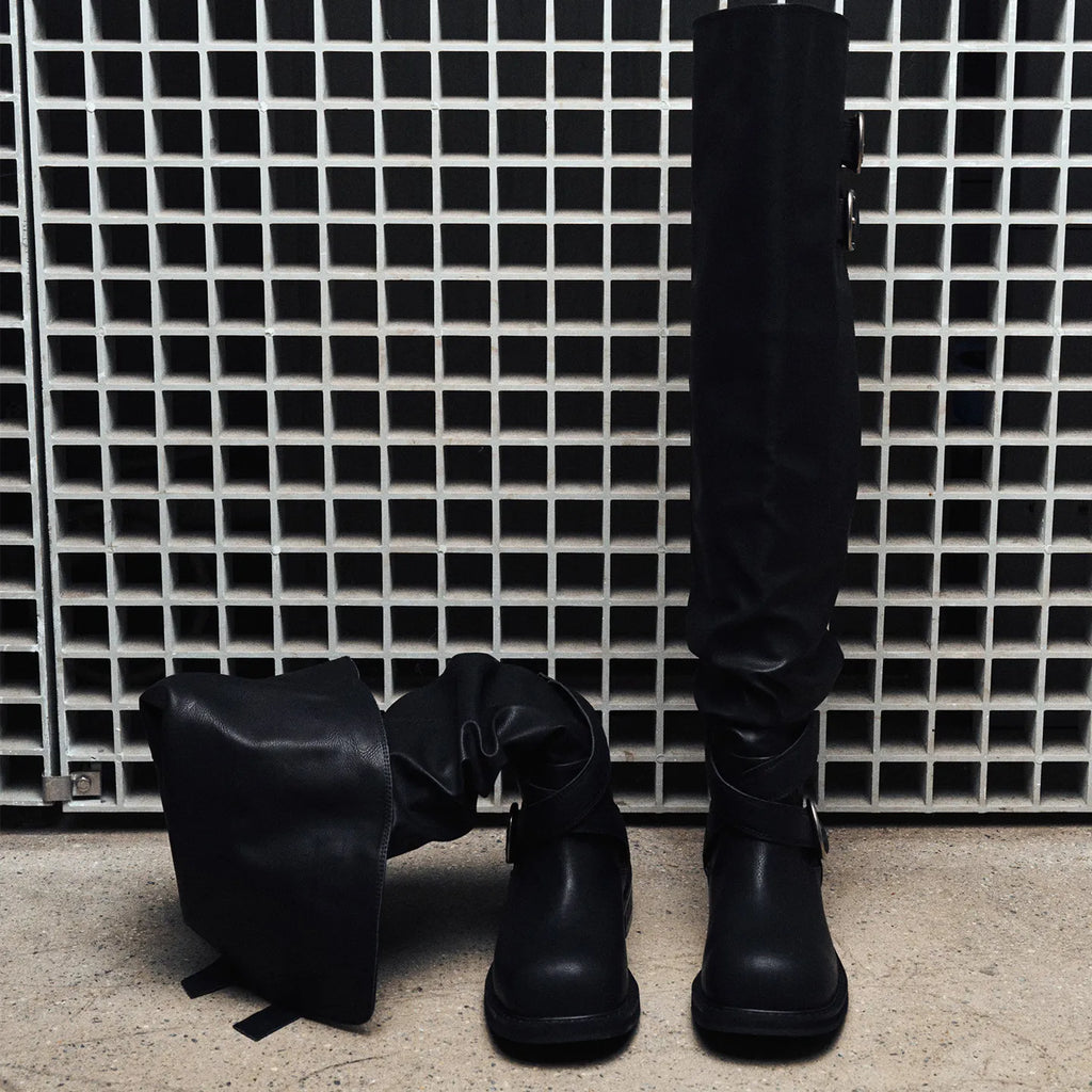 ‎[ Pre-order ‎] Raven Foldable Thigh-high Boots