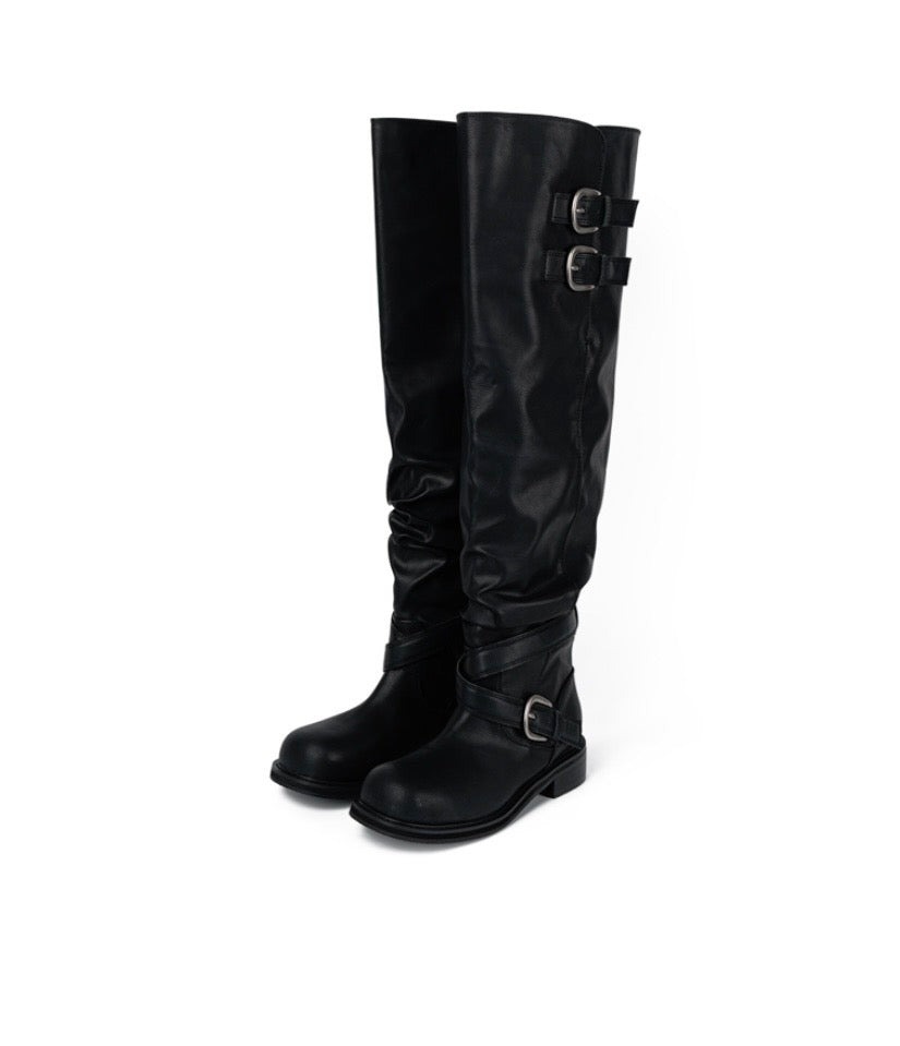‎[ Pre-order ‎] Raven Foldable Thigh-high Boots