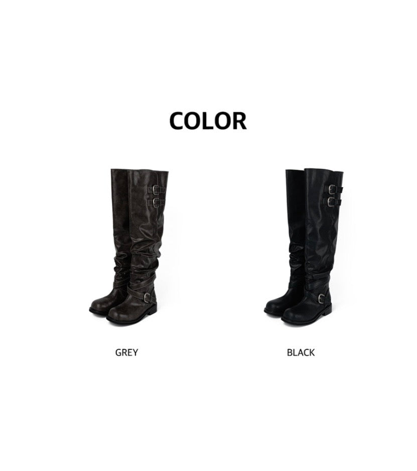‎[ Pre-order ‎] Raven Foldable Thigh-high Boots