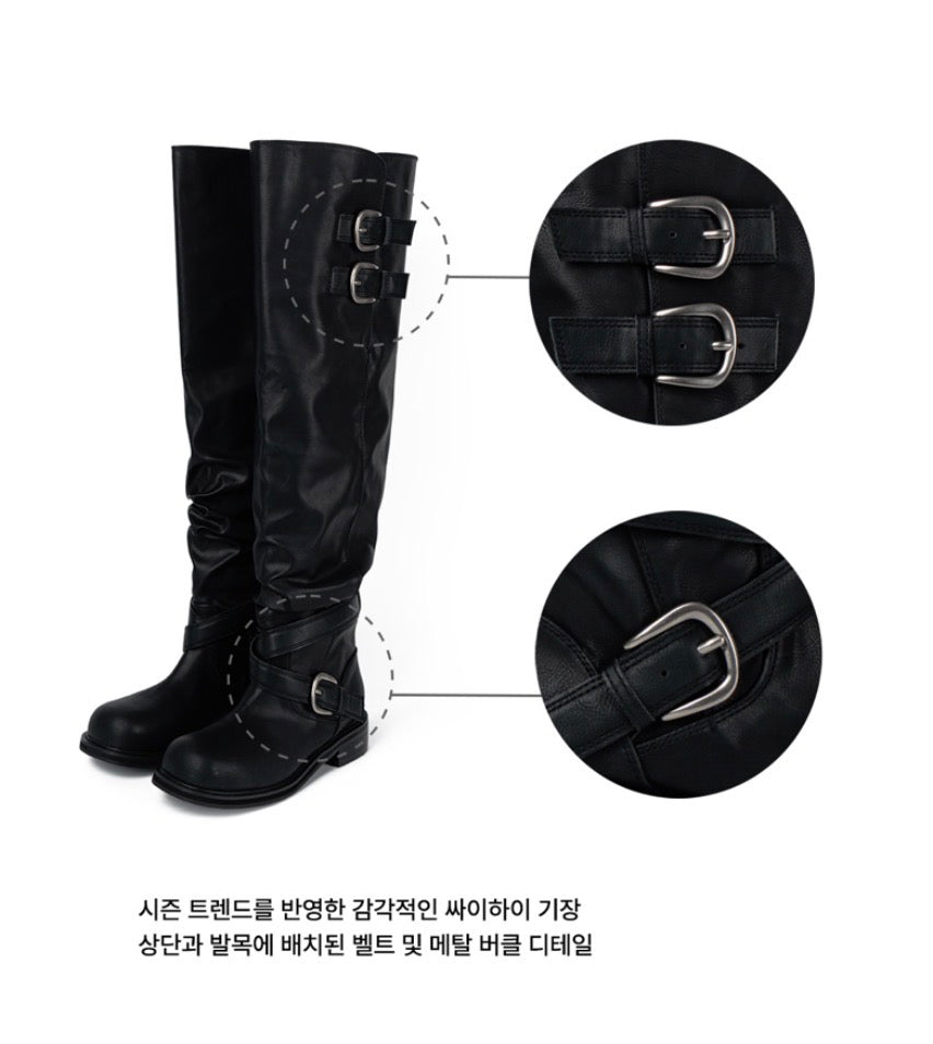 ‎[ Pre-order ‎] Raven Foldable Thigh-high Boots