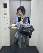 [ Pre-order ] Freaky Stud Leather Messenger Bag