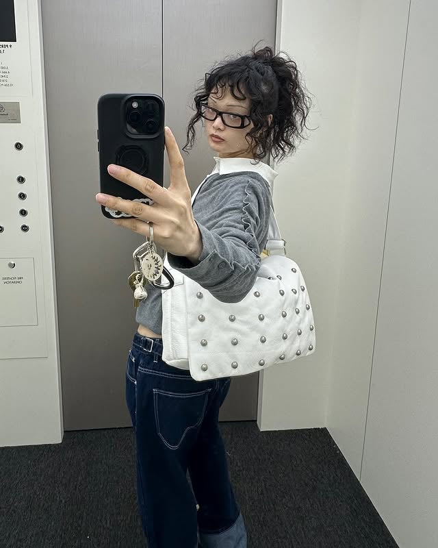 [ Pre-order ] Freaky Stud Leather Messenger Bag