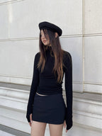 [ KR0335 ] Bite me mid waist skort