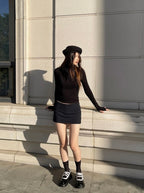 [ KR0335 ] Bite me mid waist skort