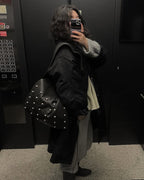 [ Pre-order ] Freaky Stud Leather Messenger Bag