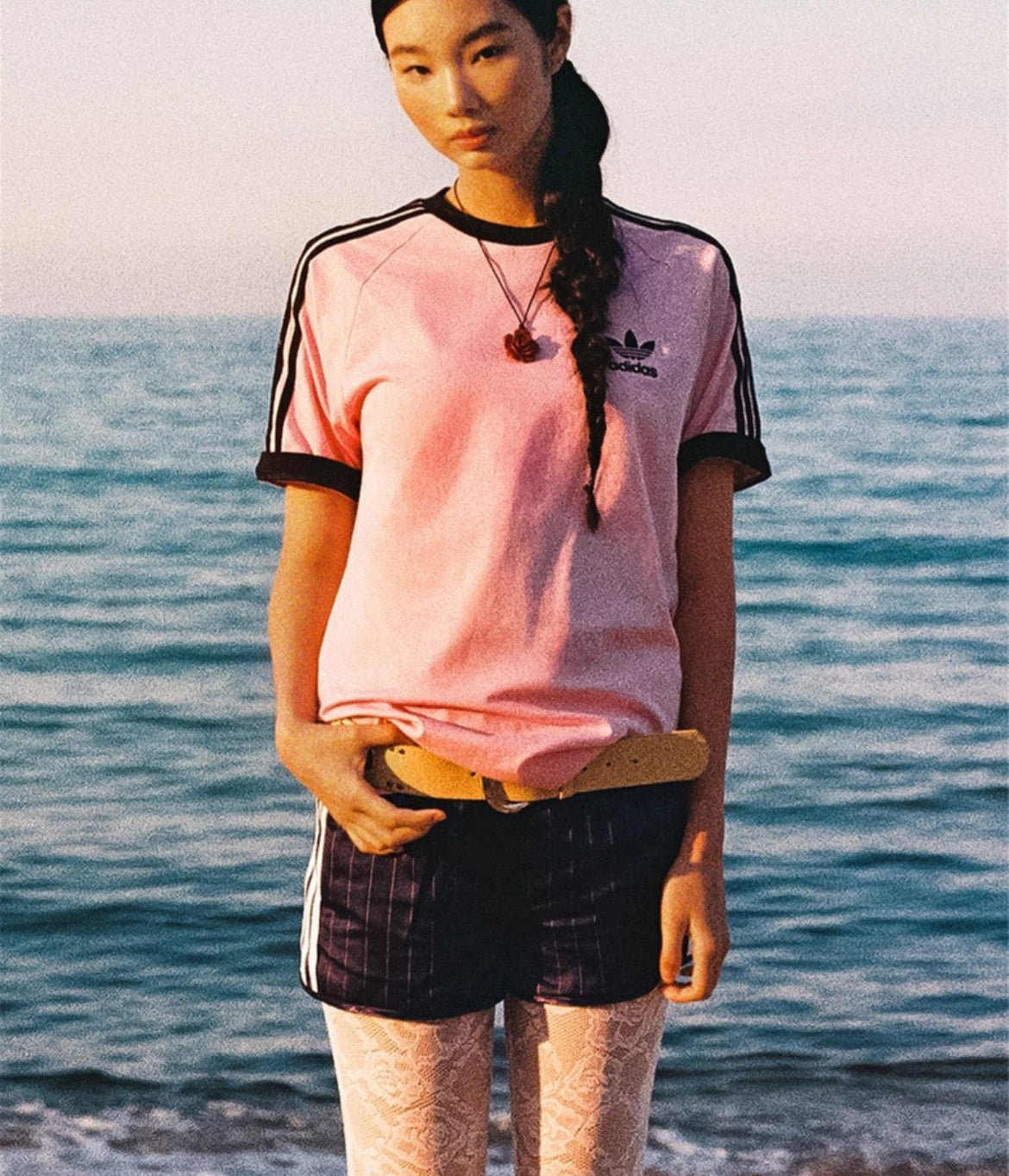 [ Pre-order ] Adidas 短版 핀스트라이프 새틴 숏 팬츠 ( M啡色有現貨 )