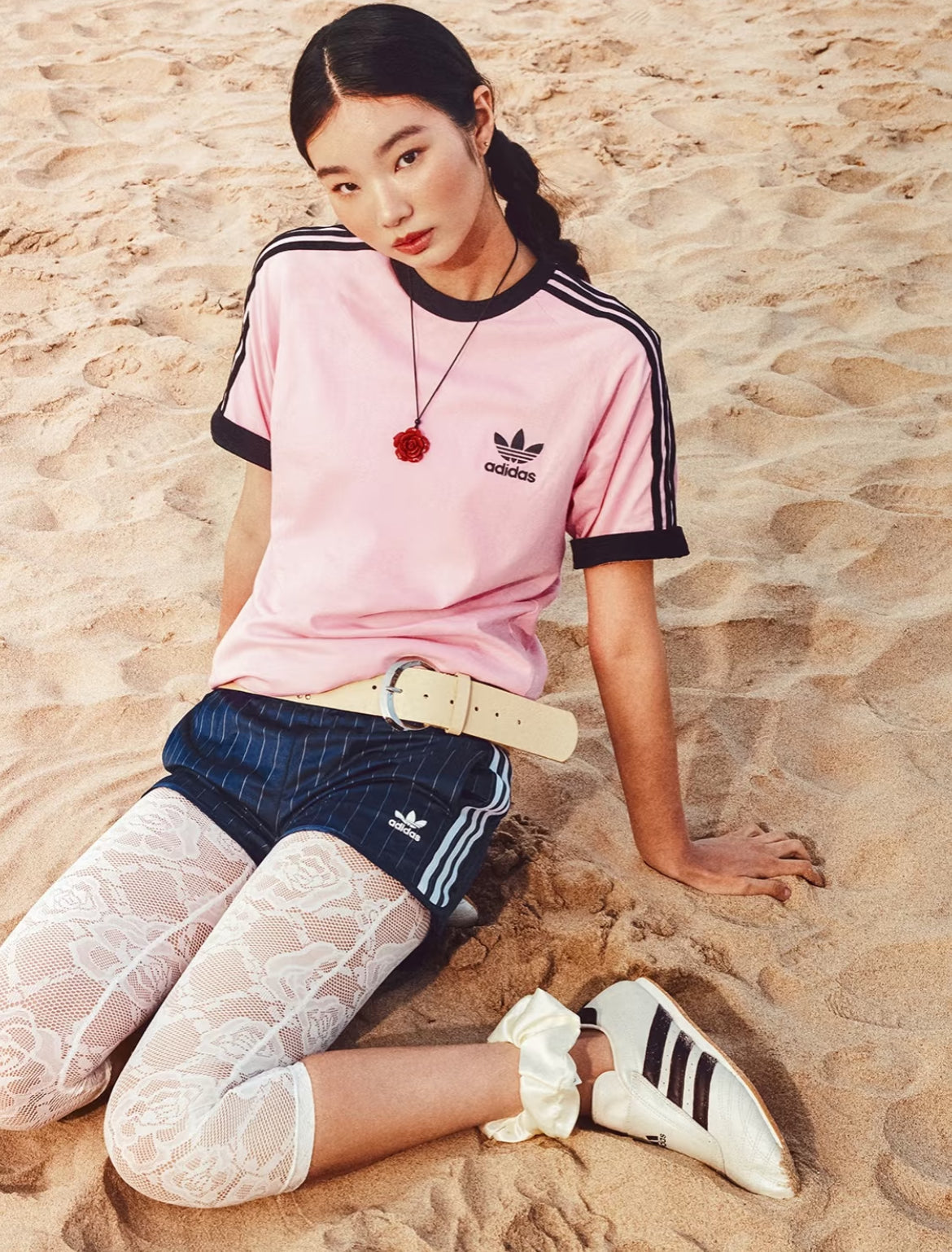 [ Pre-order ] Adidas 短版 핀스트라이프 새틴 숏 팬츠 ( M啡色有現貨 )