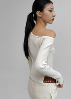 [ 現貨 ] 秋冬必入厚針織單膊側開上衣 Basil Unbalanced Shoulder Knit