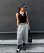 [ Pre-order ] Rockcake Check Layered Bermuda Sweat Shorts