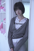 [ Pre-order ] Stripe Wrap Hood Cardigan