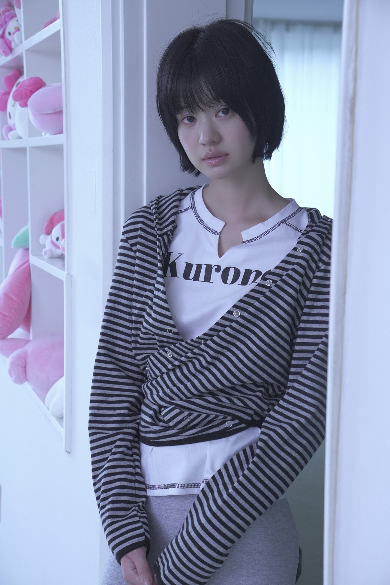 [ Pre-order ] Stripe Wrap Hood Cardigan