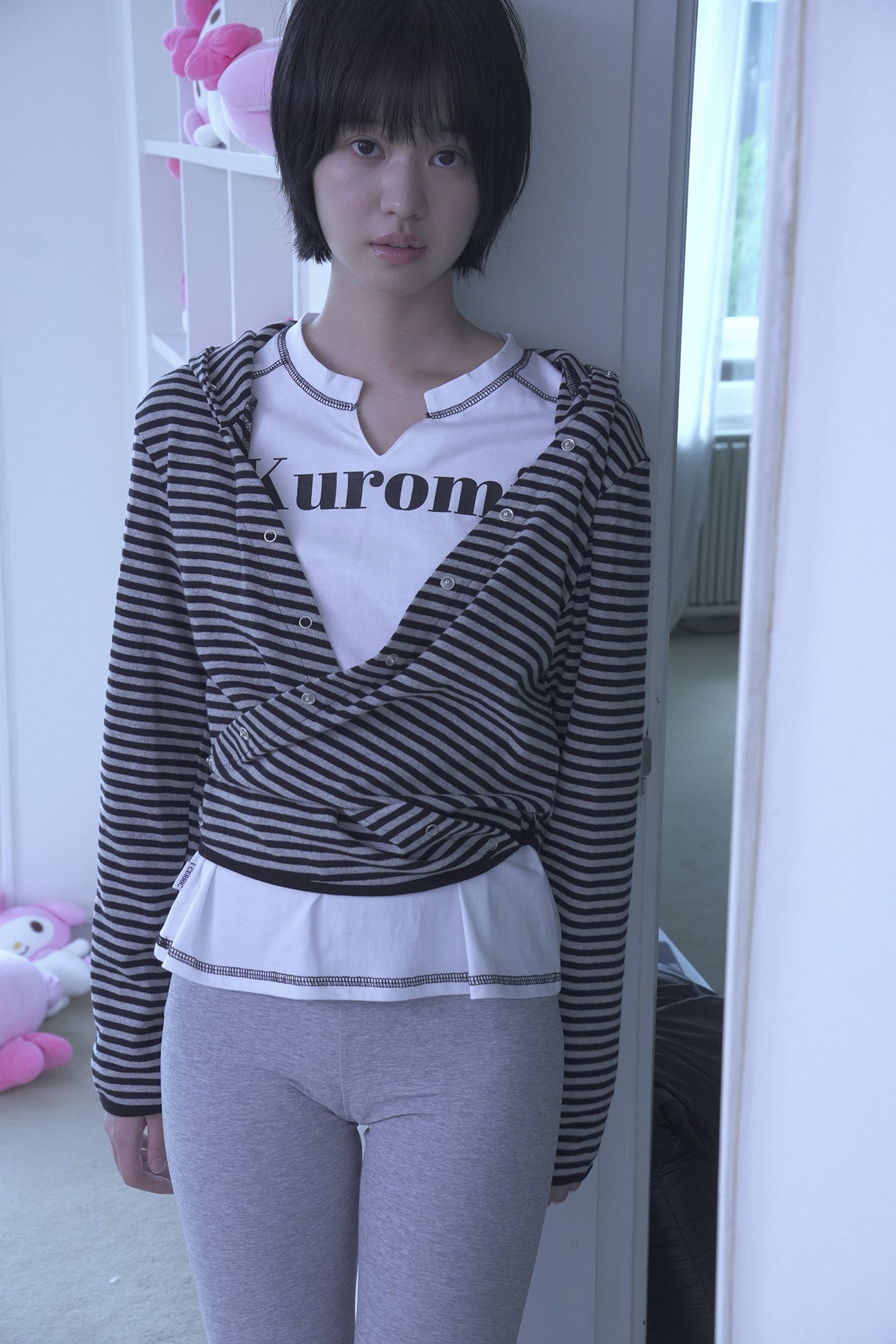 [ Pre-order ] Stripe Wrap Hood Cardigan