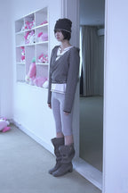 [ Pre-order ] Stripe Wrap Hood Cardigan