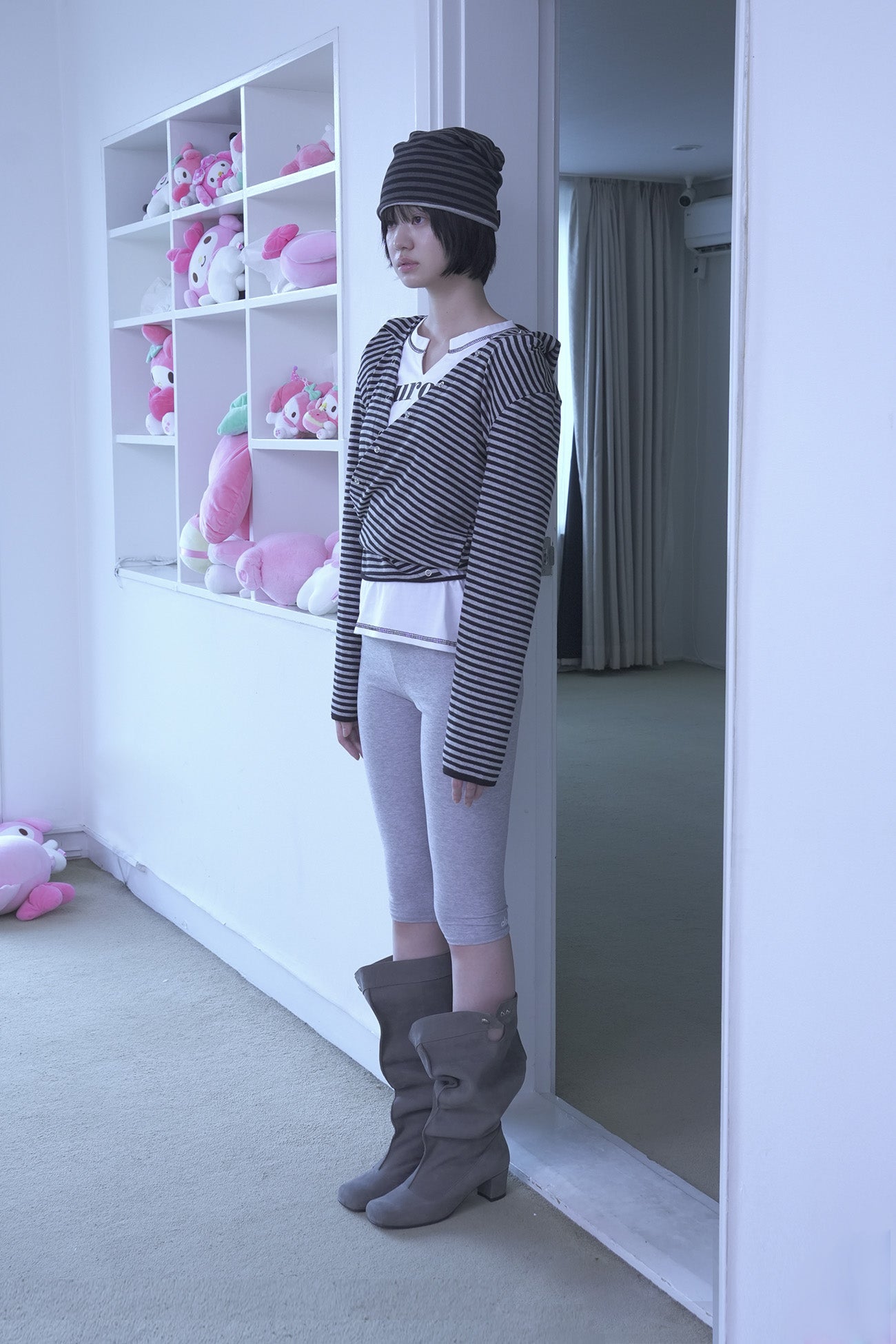 [ Pre-order ] Stripe Wrap Hood Cardigan