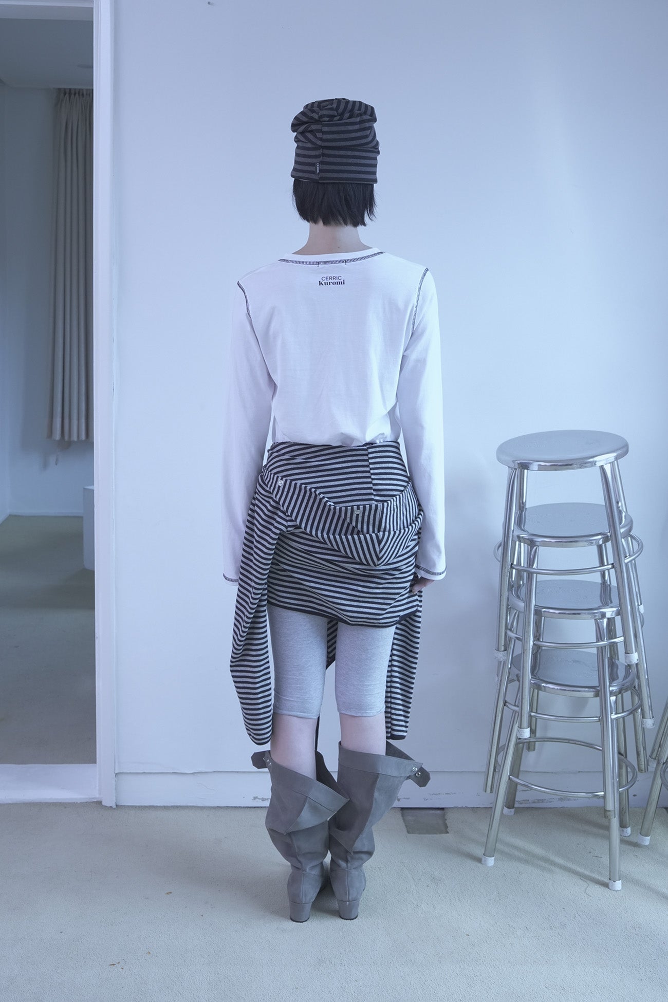 [ Pre-order ] Stripe Wrap Hood Cardigan