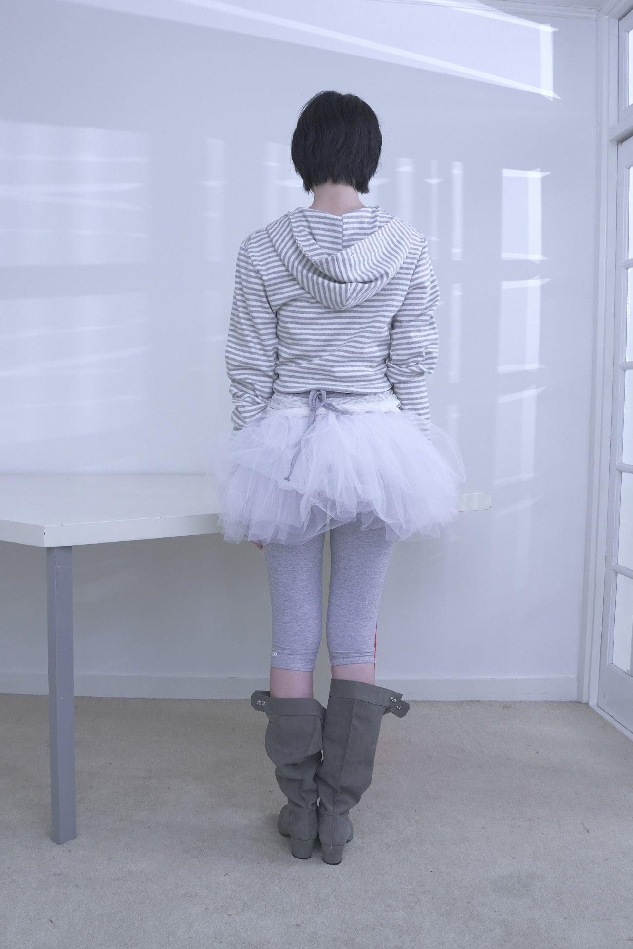 [ Pre-order ] Stripe Wrap Hood Cardigan