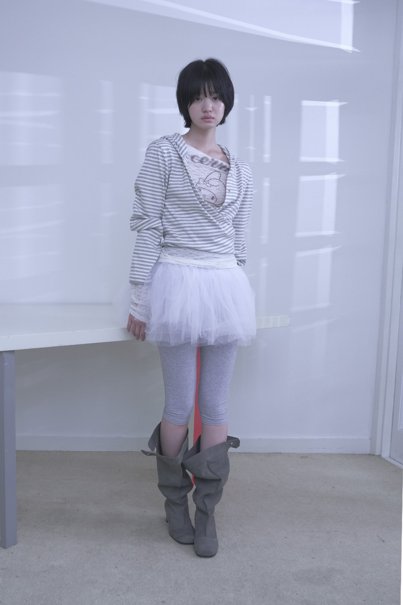 [ Pre-order ] Stripe Wrap Hood Cardigan