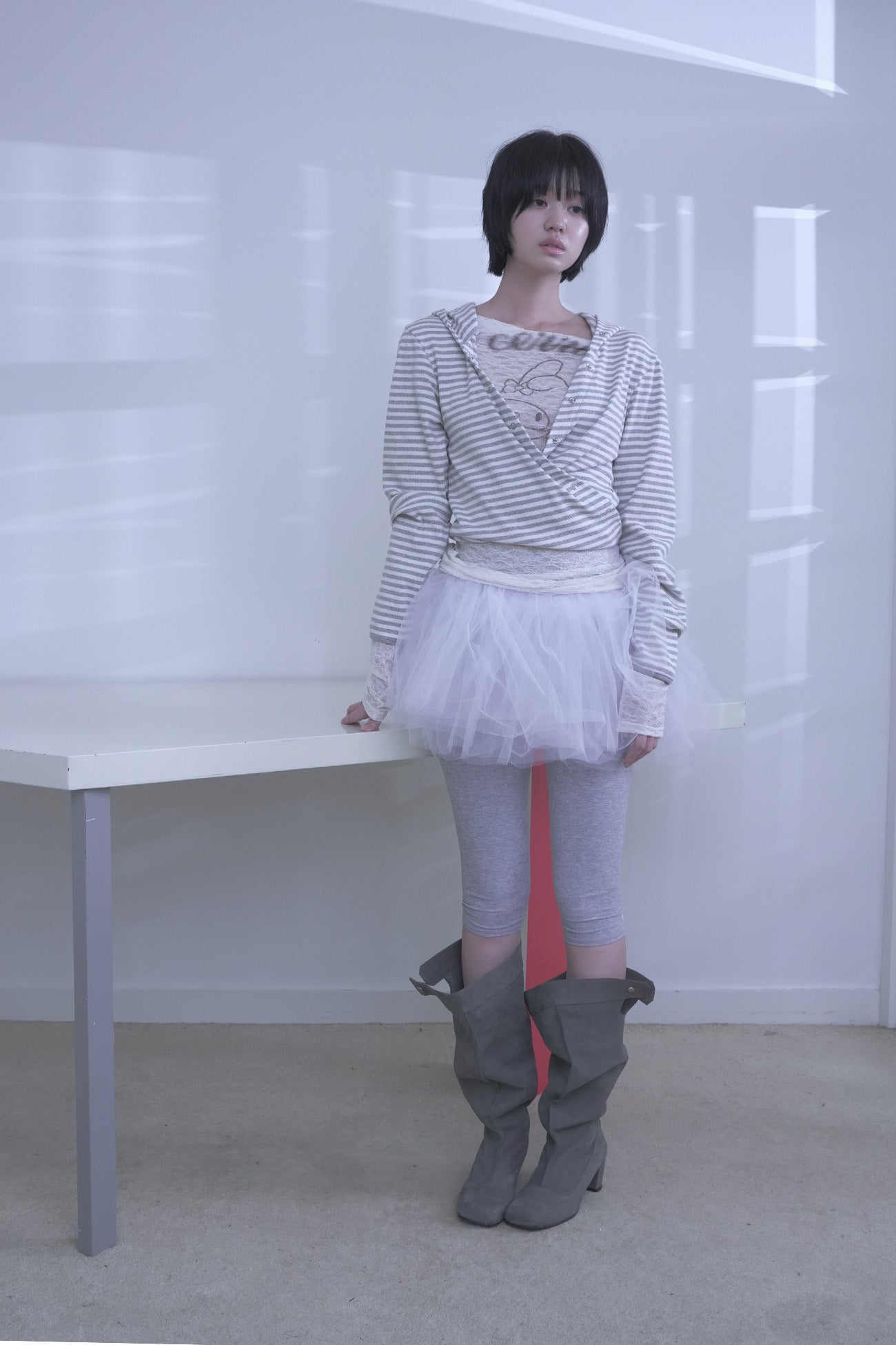 [ Pre-order ] Stripe Wrap Hood Cardigan