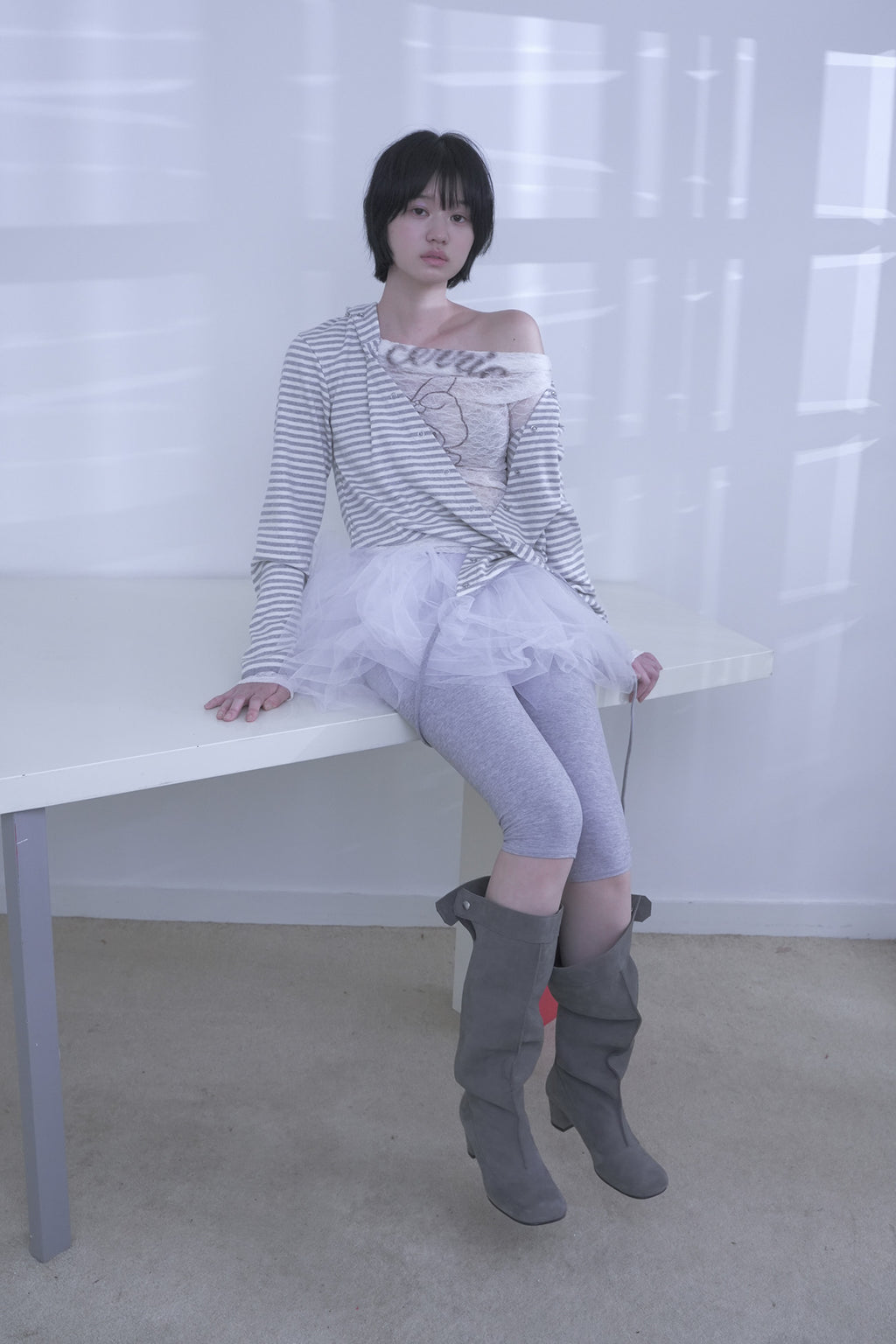 [ Pre-order ] Stripe Wrap Hood Cardigan