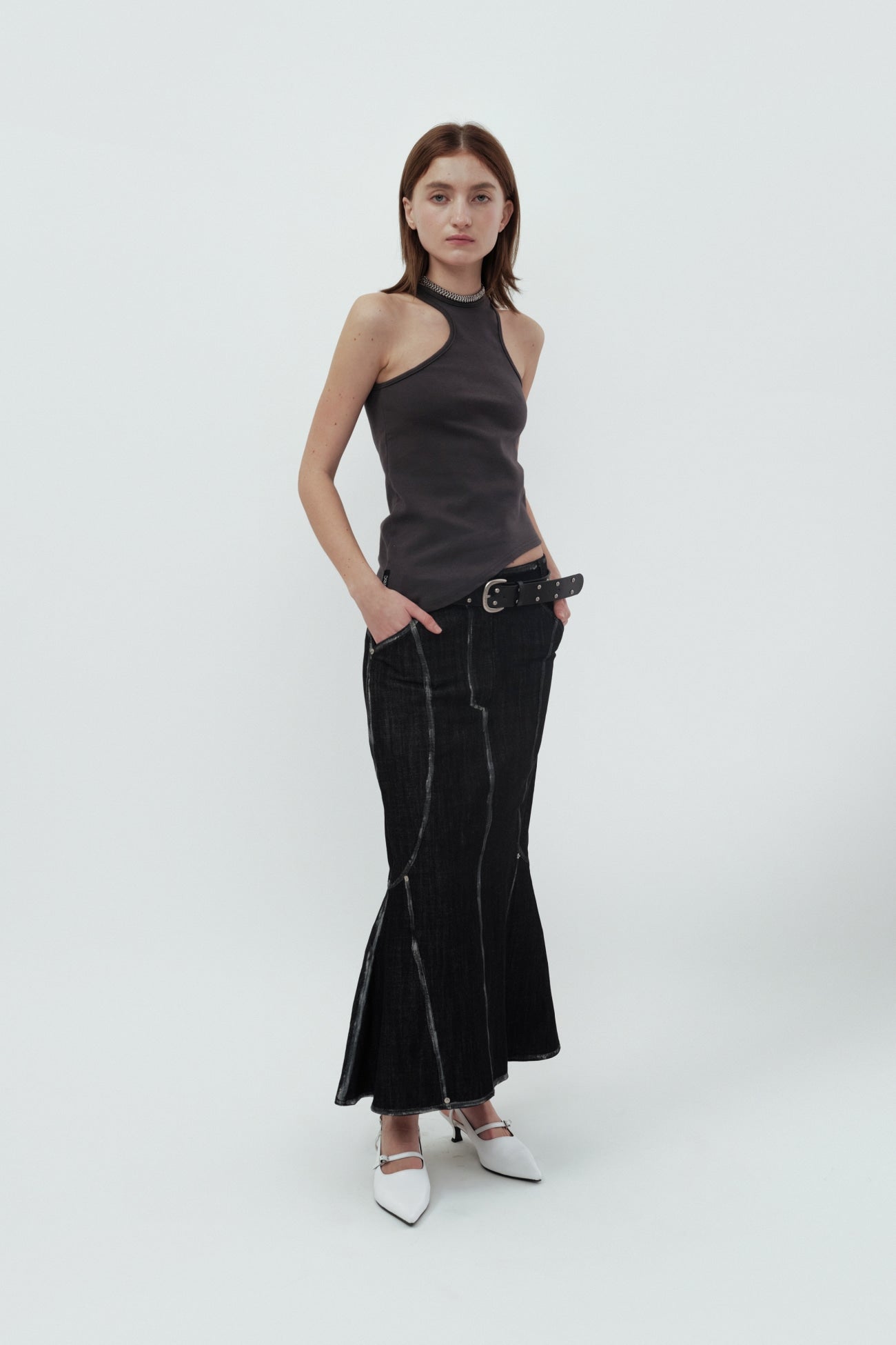 [ Pre-order ] Two Ring Rivet Belt Black