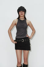 [ Pre-order ] Two Ring Rivet Belt Black