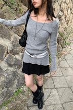 [ KR0458 清貨 ]  薄針織修腰長袖上衣兩色入 Bali Knit Ops