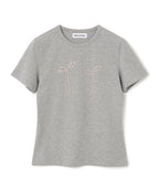 [ Pre-order ] Millo Women Pearl Ribbon T-shirt