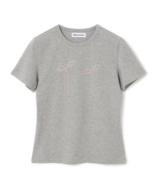 [ Pre-order ] Millo Women Pearl Ribbon T-shirt