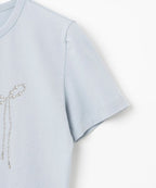 [ Pre-order ] Millo Women Pearl Ribbon T-shirt