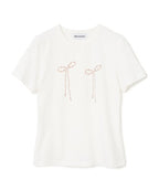 [ Pre-order ] Millo Women Pearl Ribbon T-shirt