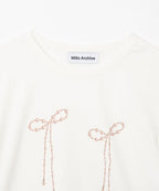 [ Pre-order ] Millo Women Pearl Ribbon T-shirt