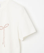 [ Pre-order ] Millo Women Pearl Ribbon T-shirt