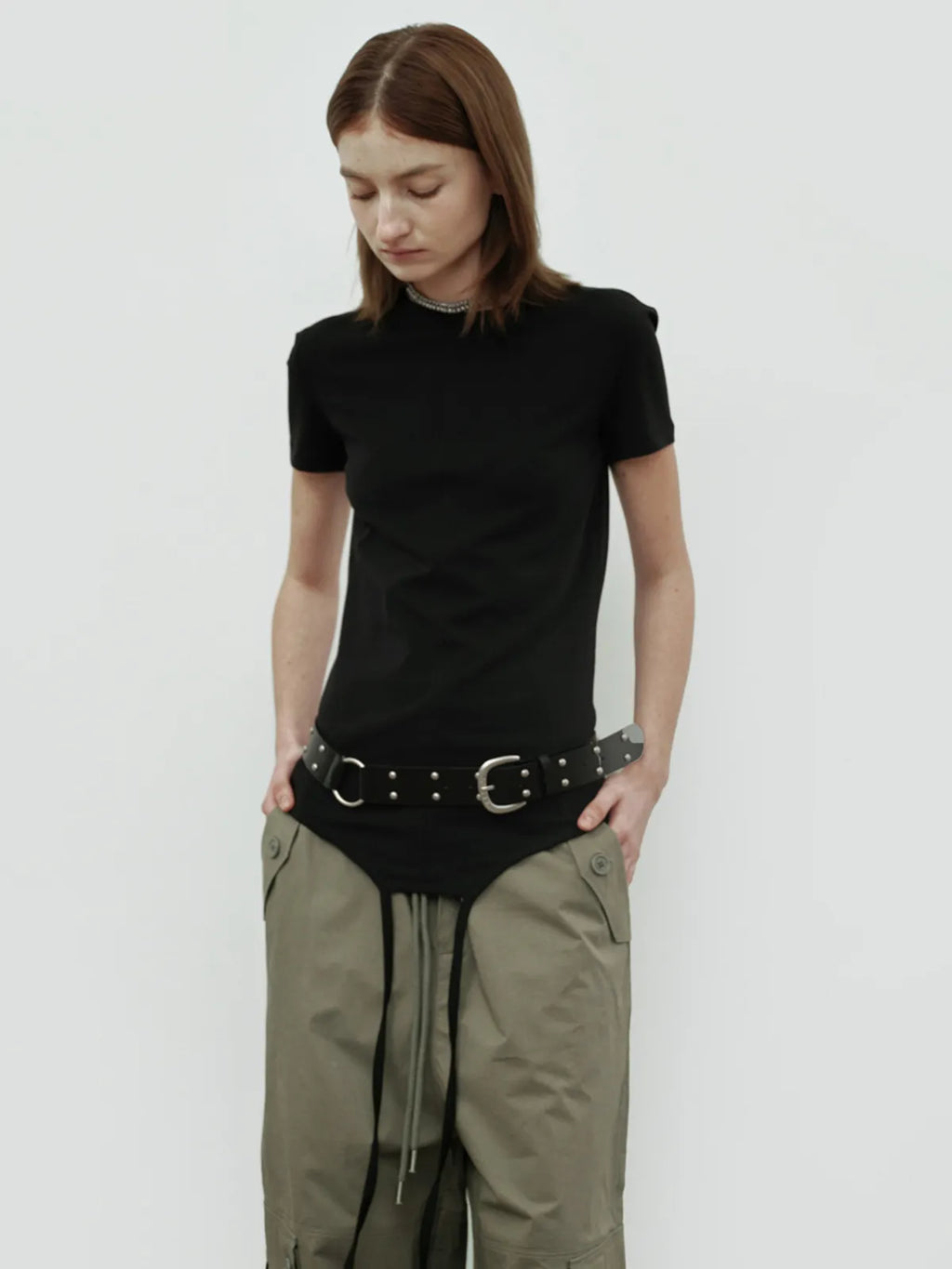 [ Pre-order ] Two Ring Rivet Belt Black