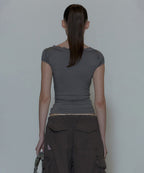 [ Pre-order ] Lace Trim Wrap Tee