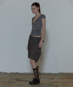 [ Pre-order ] Lace Trim Wrap Tee